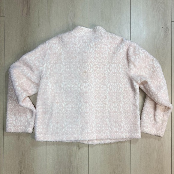 Vintage Coldwater Creek‎ Pink Fleece Button Jacket L Floral Print USA Made - Picture 5 of 7